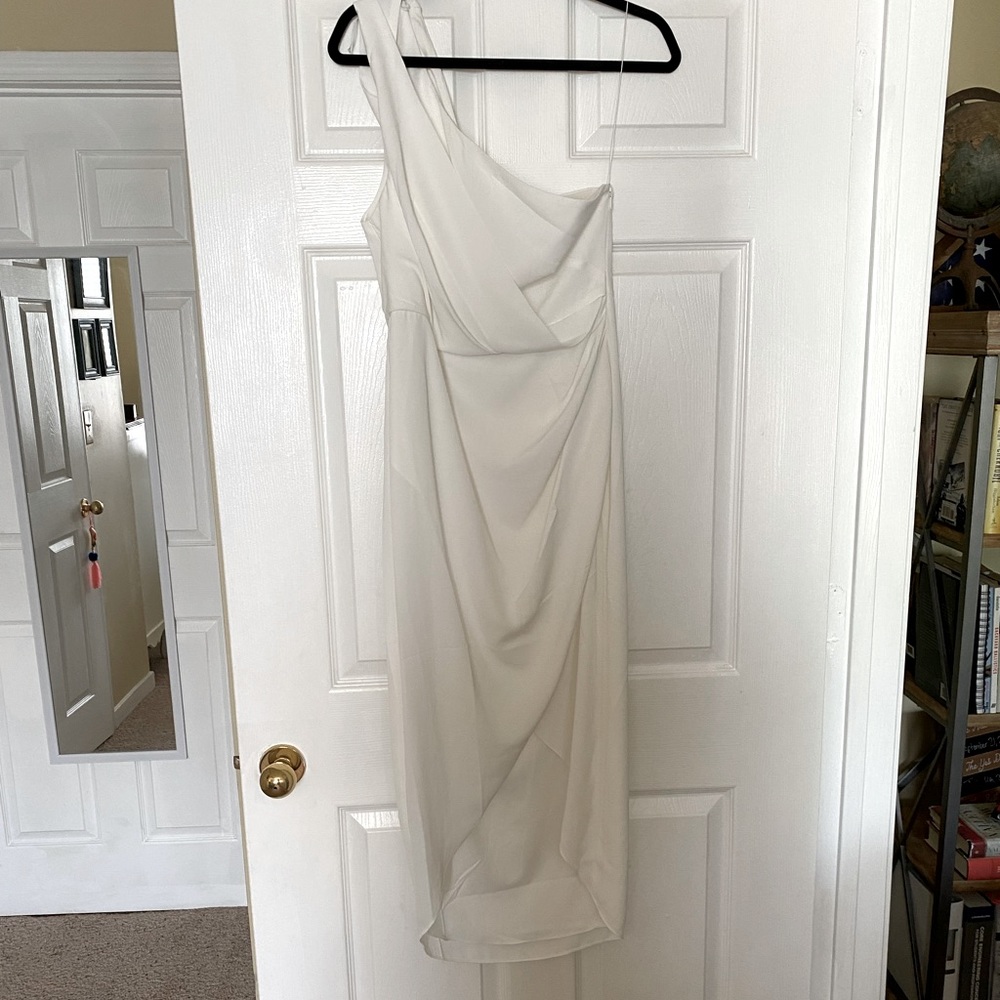 NEVER WORN. BHLDN white one shoulder dress